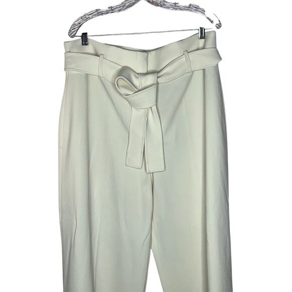 NWT Theory Belt Crop Pant Cream White Admiral Crepe Wide Leg Dress Pants Size 16 - Picture 5 of 12
